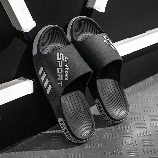 Men's Lightweight Comfortable Fashion Slide Sandals, Casual Open Toe Non- Durable Slippers, Suitable For Indoor, Outdoor, Beach, Shower, Walking, Bathroom, Home Use, Unisex, Men's Mesh Summer Sandals, Suitable For Casual Outdoor Activities, Non- Thick-Soled Beach Slippers.