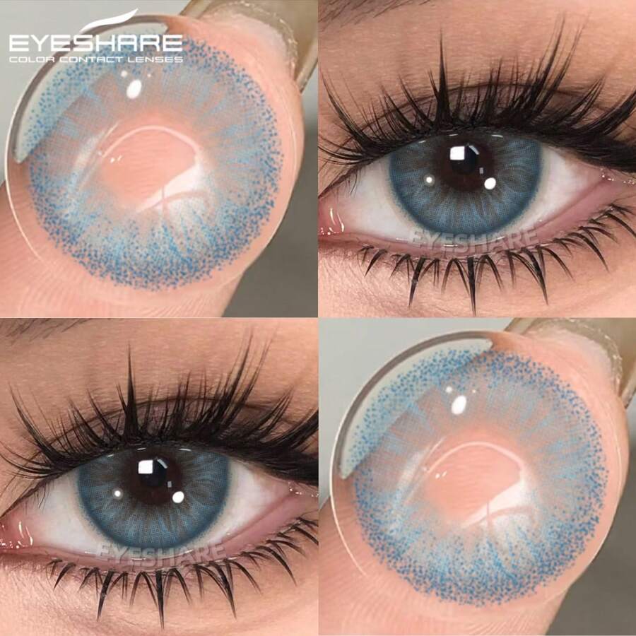 EYESHARE Colored Contact Lenses For Eyes Natural Blue Gray Contact Lenses For Eyes, Fashion Green Contact Lenses, Brown Makeup Lenses For Yearly Use 14.2mm-No Prescription - 藍色 - 查看 1