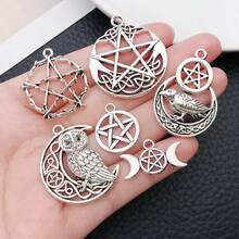 15pcs Silver SAntique Silver Pentagram Charm Hollow Vintage Pendant For DIY Bracelet Necklace Earrings Jewelry Making Craft Accessories