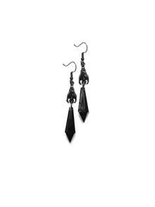 1 Pair Gothic Style Black And Red Bat And Hand Geometric Drop Earrings, Suitable For Party And Holiday Gift For Women - Black - View 6