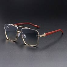 Unisex Frameless Modern Sunglasses, Oversized Contrast Color Elegant Casual Suitable For Daily Commute, Driving, Lightweight & Transparent, All Season