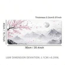 Mousepad extra grande com estampa de montanha nevada e flor de cerejeira, lavável, base de borracha antiderrapante, borda costurada, ideal para presentear, protetor de mesa, apoio para estudos, diversos tamanhos disponíveis, apoio para teclado de computador, apoio para laptop, acessório de escritório, material de escritório