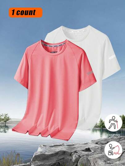 Camiseta feminina de manga curta, secagem rápida, para corrida, exercícios, respirável e leve