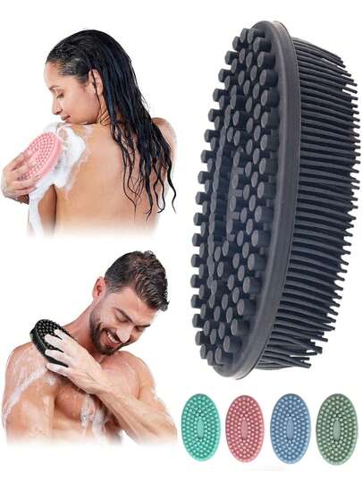 1 pezzo Spazzola esfoliante in silicone per il corpo, pratica spazzola da doccia per l'esfoliazione della schiena, rimuove lo sporco dalla schiena, spazzola multifunzione a doppia faccia