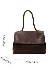 Túi Tote Vintage Dung Tích Lớn Cho Nữ Có Nhiều Ngăn, Nắp Đậy Dập Nổi Hình Cá Sấu, Dây Đeo Vai Có Thể Điều Chỉnh, Thích Hợp Cho Đi Làm Và Du Lịch Ngoài Trời, Mùa Thu, Túi Vintage Lấy Cảm Hứng Từ Phong Cách Retro Cho Nữ, Túi Xách Nữ Họa Tiết Động Vật - Cà phê nâu - Xem 8