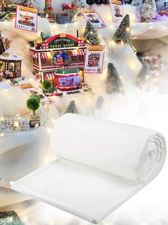 Julsnöfiltsdekorationer, falska snötäckesrullar till julgran i byn, konstgjord fluffig snö, gör-det-själv-vintervita dekorationer, fluffig snö till julstugan, köksbordsdekorationer, lämplig för inomhus- och utomhusjuldekorationer, inklusive snöbydekorationer, dekorativ snö, vinterstugadisplayer, högtidsdekorationer.