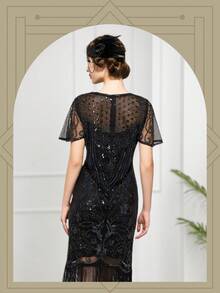 1920s Plus Size Flapper Dress Vintage Fringed Gatsby Sequin Beaded Tassels Gatsby Dress Party Prom Cocktail Dress - Nhiều màu - Xem 4
