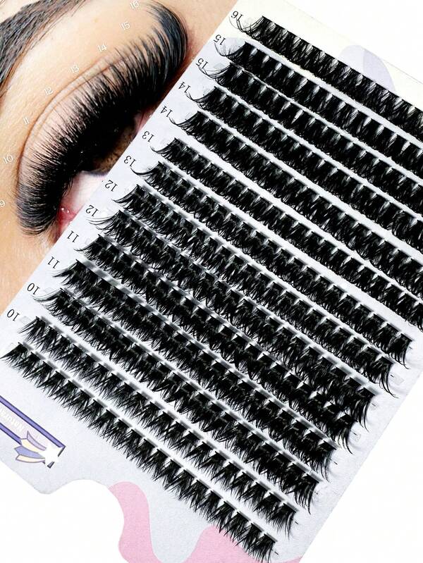 60D Luxus Cluster Wimpernverlängerung, 280 Wimpern pro Packung, D-Locken glamouröser Charme, russischer Katzenaugen-Stil, leichte flauschige Wimpern, weich & bequem, einfache DIY-Anwendung & wiederverwendbar, geeignet für Anfänger, zeitsparende Schminke, Geschenk für Feiertage, handgefertigte Wimpernverlängerung
