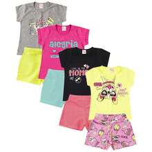 Kit 10 Peças de Roupas Infantil Menina Verão - Promoção - Kit 5 Conjuntos Menina Infantil Barato - 2 ao 12 - Multicolorido - Visão 5
