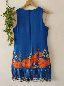 Plain  Dress With Fake - Flower Blue - View 2