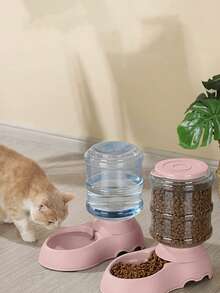 1 Pieza Comedero Automático Para Mascotas, Dispensador Automático De Alimentador De Mascotas De Gran Capacidad De 3.8L Para Perros Y Gatos - Rosa - Ver 2