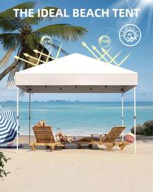 Pop Up Canopy Tent,Outdoor Canopy,10*10FT Commercial Instant Tent Without Sidewall,Portable Sun Shelter With Carry Bag,One-Person Set Up For Picnic Camping Events - Blanco - Ver 2