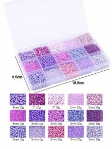beadia 15-Grid Decorative Seed Beads And Tube Beads Set, For DIY Craft Bracelet, Necklace, Earring And Jewelry Making - 淺紫色 - 查看 3