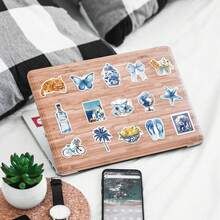 50 piezas de pegatinas multiusos con temática de dopamina de dibujos animados y graffiti azul, decorativas para guitarra, cuaderno, equipaje, impermeables para manualidades DIY