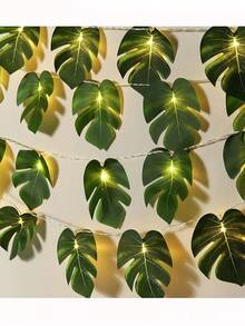 1 pieza 2 M 10 Luces Decorativas de Hojas de Palma Tropical LED Luz de Fiesta de Playa Luz de Simulación de Caparazón de Tortuga Cuerda de Luces Decorativas de Verano Elegante para Sala de Estar, Dormitorio, Balcón, Patios, Comunidades al Aire Libre, Parques, Atracciones Culturales y Turísticas, Jardines Municipales, Villas, Plazas Comerciales, Fiestas, Halloween, Festivales, Reuniones con Tema Forestal (Sin Batería)