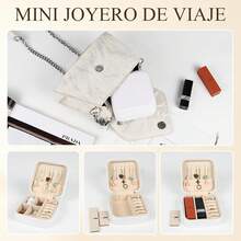Pequeño joyero, organizador de joyas de viaje de 10x10x5 cm, joyero portátil con compartimentos, puede almacenar anillos, aretes, collares (azul cielo) (12 piezas) - Blanco - Ver 4