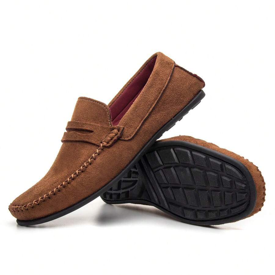 Mocassim Oxford Masculino Slip On Drive Feito a Mão Verão Confortável Dia a Dia - Caramelo - Visão 1