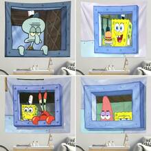 1pc Cartoon Cute SpongeBob Wall Hanging Tapestry, Bohemian Style Home Decor Tapestry, Bedroom Wall Decor, Room Wall Hanging Tapestry - Multicolor - View 1