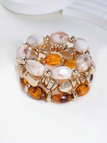 3 件套时尚复古夸张波西米亚风厚多层亚克力串珠手链适合女士、情侣、派对、日常佩戴、奢华高端 - 多色CDV - 查看 3