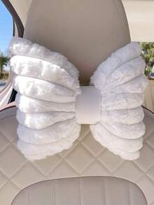 YITUMU Cuscino poggiatesta per auto - Morbido design a fiocco in peluche, cuscino invernale confortevole per sedile auto, cuscino di protezione per il collo, disponibile in più colori