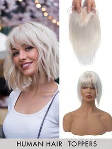 Women's Real Human Hair Bangs Wig, Elegant Straight Hair, Gold Clip-In Hair Extensions, Seamless Wig, 360° 3D Upgraded, Middle Part Silk Base, High-Quality Real Human Hair Wig, Comfortable And Breathable, Suitable For Parties, Daily Wear, Halloween Costumes - Nhiều màu - Xem 25