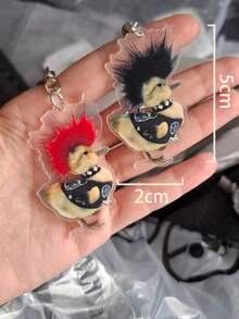 2Pcs Duck Keychain Set - High-Quality Acrylic Backpack Charms With Cute Abstract Design - Couple Matching Quirky Cute Accessories Car Accessories Bag Charm Backpack For School Cartoon Goth Y2k Christmas Gift Ideas Bag Lanyards With Id Holder Car Accessories Bag Charms