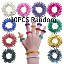 6 peças/10 peças Anéis de Massagem de Dedo com Pressão de Mola | Podem ser Usados Facilmente para Alívio de Estresse, Cor Aleatória
