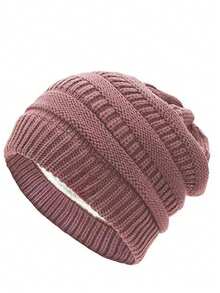 1 Stück Damen Lässig einfarbige gestrickte thermisch gefütterte 5-zackige Sternmütze für Winter und Herbst