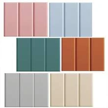 5-Piece Set, Ready-To-Peel And Stick Headboard In Gray, White, And Blue Padded Wall Panels, Anti-Collision Soundproof Self-Adhesive Wall Panels, Glue-Free Removable Wallpaper, DIY Decoration, High-Grade Leather Material, 3D Soft-Wrapped Wallpaper, Suitable For Bedside Background, TV Background, Easy To Operate, Peel And Stick - Multicolor - View 13