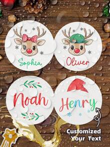 1~120 etiquetas personalizadas - Pegatinas personalizables, etiquetas con nombre de reno navideño, etiquetas de regalo para niños, etiquetas de regalo, hoja de pegatinas navideñas, etiquetas de regalo personalizadas para niño y niña, ideal para cumpleaños, Acción de Gracias, regalos de Navidad, recuerdos de fiesta para Navidad y Halloween, envoltura de regalos, diseño elegante