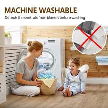 PORIYA Electric Heated Throw Blanket With 6 Heat Settings & 9-Hour Timer, Ultra-Soft Flannel & Sherpa Fabric, Overheat Protection, For Home, Office & Camping - Azul - Ver 10