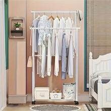 1个落地式衣帽架，小型卧室衣架，单/双杆服装架，多功能衣柜收纳架，便携式衣架，用于悬挂和展示衣物 - 彩色 - 查看 6