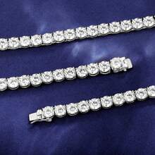 MDFUN Corrente de Tênis com Zircônia Cúbica Simulada Cortada Redonda de 5,0 mm, Banhada a Ouro Branco/Amarelo 18K, Unissex