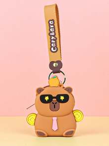 1 PC Chic Mini Capybara Coin Purse With Keychain - Silicone, Multifunctional Zipper Lipstick Holder, Cute Cartoon Design For Girl, Coin Purse, Student Backpack Decoration, Mini Bag Charm, Unique Phone Accessory, Suitable For Ladies' Wallets And Phone Accessories, Gift For Friends, Party Accessory, Car Pendant, Female Gift