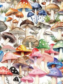 50pcs Cartoon Retro Mushroom Stickers, PET Transparent Stickers, Fun Natural Transparent Stickers, Scrapbooking Stickers, Waterproof Vinyl Stickers, Bulk, Suitable For Water Bottles, Skateboards, Luggage, Laptops, Bumpers, Theme Party Supplies - Multicolor - View 2
