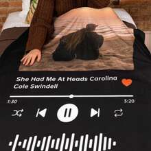 1pc Custom Blanket Your Photo & Music Favorite Song, Personalized Photo Blanket, Picture Blanket, Blanket Wedding Gift, Couples Gift - trắng - Xem 2