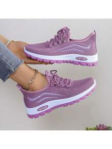 Hollow Mesh Women's Shoes, Summer New Casual Sports Shoes, Lightweight Breathable Non-Slip Sneakers, Running Shoes - Purple - View 9