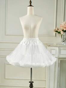 1 件万圣节服装裙撑洛丽塔、棉花糖云、无骨柔软网纱裙撑、白色衬裙、蓬蓬裙、半裙、TUTU 裙撑 Cospay 裙撑、万圣节裙撑衬裙、内衬、外饰 - 白色 - 查看 4