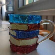 1/2 件彩绘书本堆叠咖啡杯，独特的书形咖啡杯