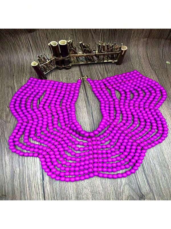 1 pezzo Collana/scialle boemo esagerato in perline di legno multicolore, adatto come gioiello, per viaggi e occasioni di festa per le donne