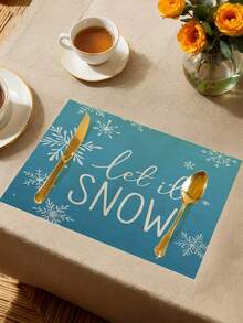 1 pieza Camino de mesa con diseño de carta navideña azul, Decoración navideña para mesa, Camino de mesa tipo lino para Navidad, Camino de mesa, Camino de mesa, 1 pieza Camino de mesa, 4 piezas Individuales, 1 pieza Funda de cojín, 3 productos disponibles, Decoración de hogar de temporada para interiores/exteriores, Decoración de hogar de invierno, Decoración navideña, Decoración de habitación navideña, Decoración de fiesta navideña - Multicolor - Ver 8