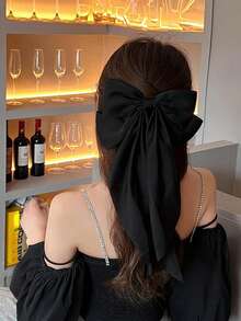 1个女士蝴蝶结丝带装饰时尚发夹，可爱情人节爪夹，发爪，发卡，学生用品，优雅，学院风，冬季女装，蝴蝶结，发饰，头饰，发夹 - 黑色 - 查看 5
