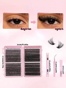 624/640pcs Lash Clusters Kit Wispy Eyelash Clusters Lashes Natural DIY Lash Extension Kit Cluster Eyelash Extensions Kit Curl Individual Lashes Cluster Eyelash - Black - View 7