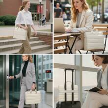 TECOOL 14-15.6 Inch Puffy Laptop Bag,Messenger Bag Computer Sleeve Waterproof Briefcase Compatible With 15.3'' Air,15.4 16'' Pro,14-15.6 Inch ASUS HP Laptop And Other Brands Of Laptops,Suitable For Women,Beige