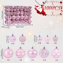 100pcs/Box Painted Christmas Ball Set. Asymmetrical Shaped, Complex Design Craftsmanship. Christmas Tree Ornaments, Shatterproof Plastic Hanging Decorations. Holiday, Wedding, Party Decor, Gift Home Decor Christmas Decorations Room Decor Winter Christmas Decorations Home Christmas Gifts Christmas Decor - Multicolor - View 12