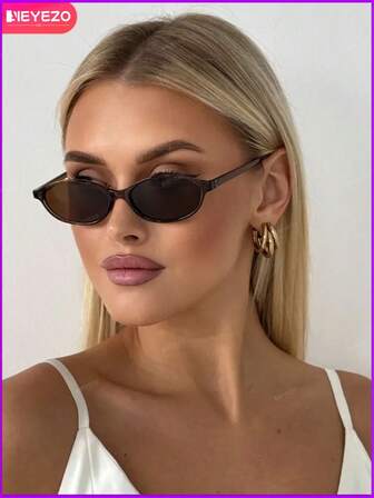 New Vintage Oval Small Frame Fashion Eyeglasses For Men And Women, Stylish High-End Casual Street Photography Unisex Glasses Halloween