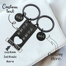 1 Cặp Móc Khóa Bằng Thép Không Gỉ Bền Đẹp Khắc Theo Yêu Cầu, Móc Khóa Cặp Đôi Phong Cách Cá Nhân Có Ngày Tháng, Quà Tặng Lý Tưởng Cho Kỷ Niệm, Sinh Nhật - Phong cách nhà đen - Xem 15