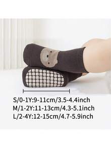 3 Pairs Random Mixed Color Cartoon Animal Pattern Baby Crawling Socks, Soft Bottom Anti-Slip Indoor Socks For Toddlers, Suitable For Daily Life - Multicolor - View 2