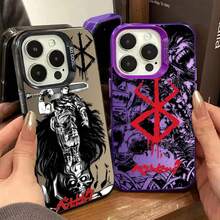 Funda de Teléfono Plateada para  16E 15 16 11 14 13 12 Pro Max XS X XR Plus 8 7 SE 2020 Anime  Guts Cubierta Mate a Prueba de Golpes, Cubierta Compatible con Funda  17, Funda  17 Pro, Funda  17 Pro Max - 1 - Ver 1