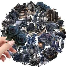 50 Stücke Transparente wasserfeste Aufkleber in Dunkelrosa Serie, geeignet für Wasserflaschen, Notizbücher, Gepäck, Handy, ideal als Partypreise, Geschenke zu Feiertagen/Geburtstagen